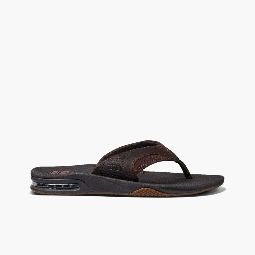 Men * | Reef Men'S Leather Fanning Sandal Latest Fashion Dark Brown