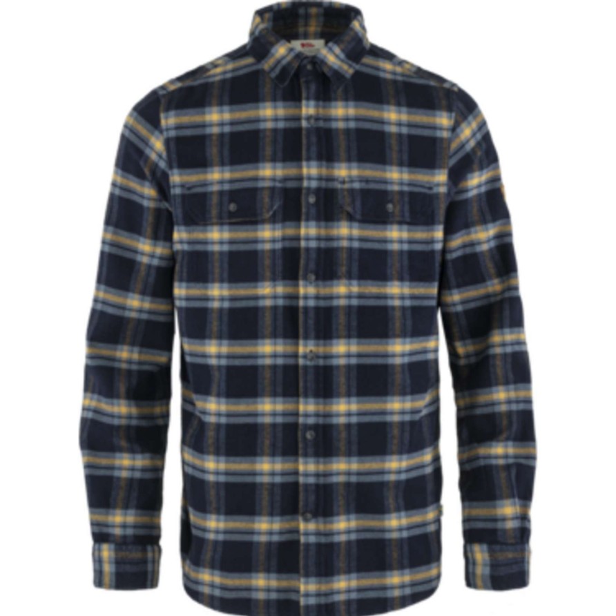 Men * | Fjallraven Men'S Ovik Heavy Flannel Shirt Lower Prices Dark Navy-Buckwheat Brown