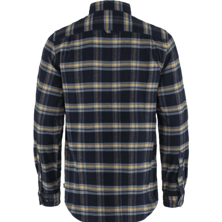 Men * | Fjallraven Men'S Ovik Heavy Flannel Shirt Lower Prices Dark Navy-Buckwheat Brown