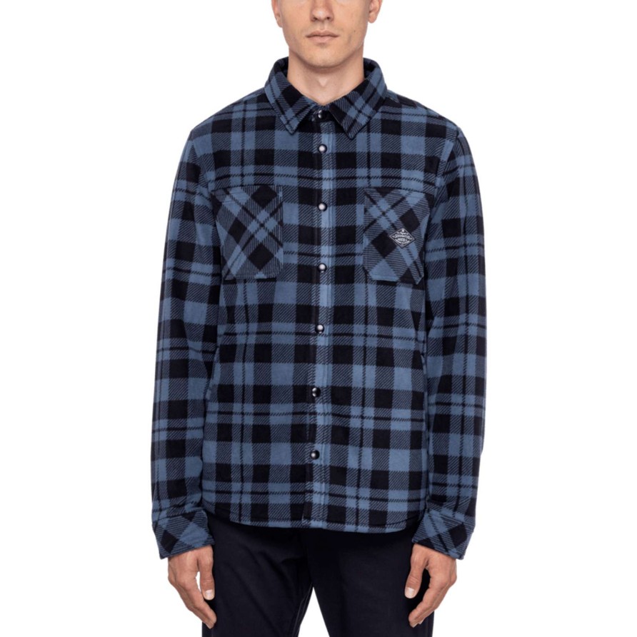 Men * | 686 Men'S Sierra Fleece Flannel Online Sales Orion Blue Plaid