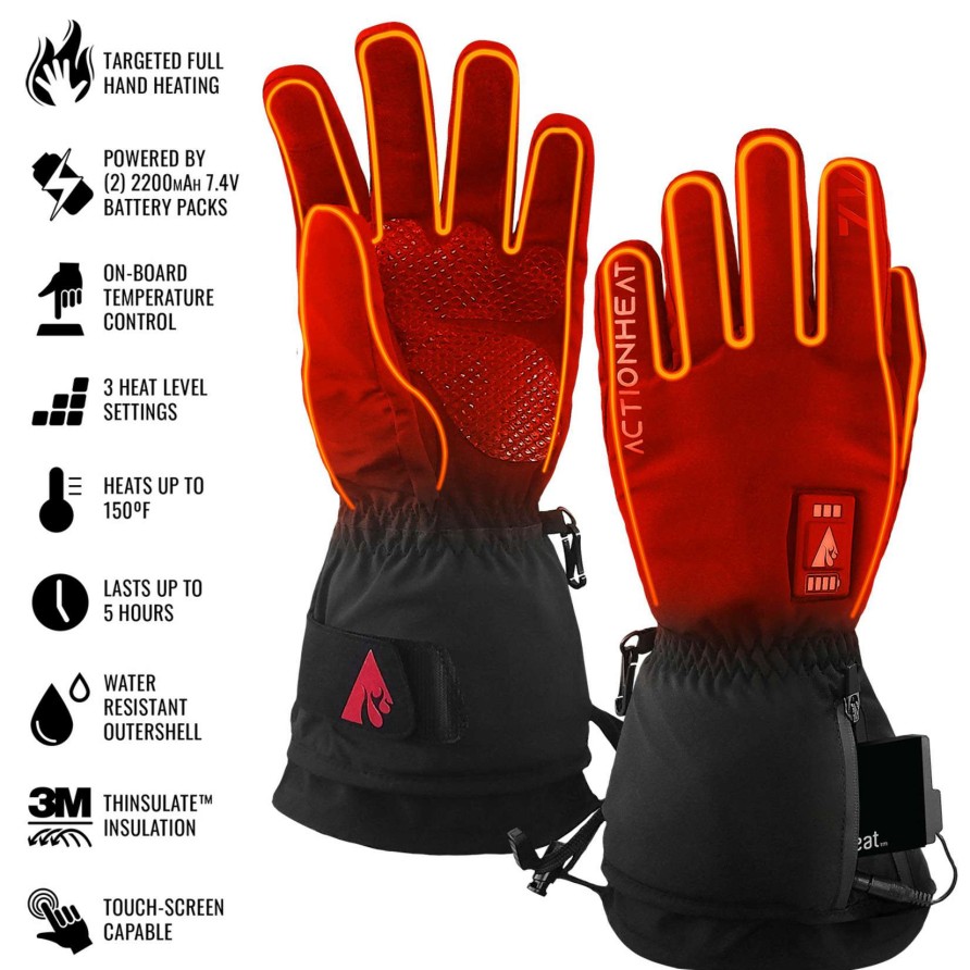 Accessories * | Actionheat 7V Men'S Everyday Heated Gloves Quick Delivery Black