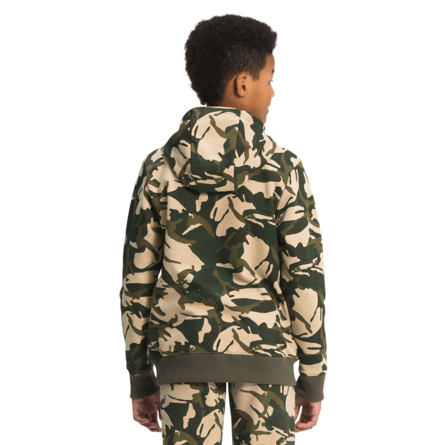 Kids * | The North Face Boys Printed Camp Fleece Pullover Hoodie Online Sales New Taupe Green Explorer Camo Print