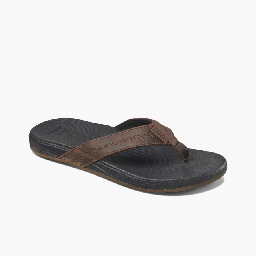 Men * | Reef Men'S Cushion Phantom Leather Sandal Quick Delivery Black/Brown