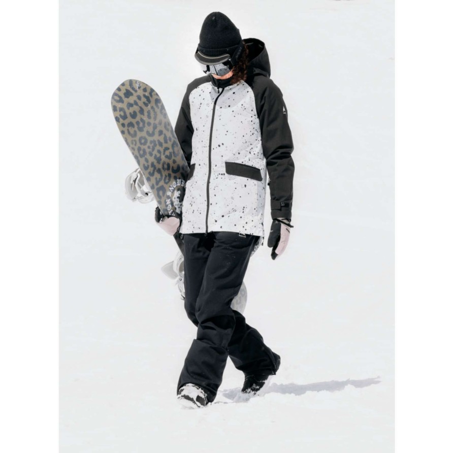 Women * | Burton Women'S Lalik 2L Jacket Quick Delivery Stout White Spatter / True Black