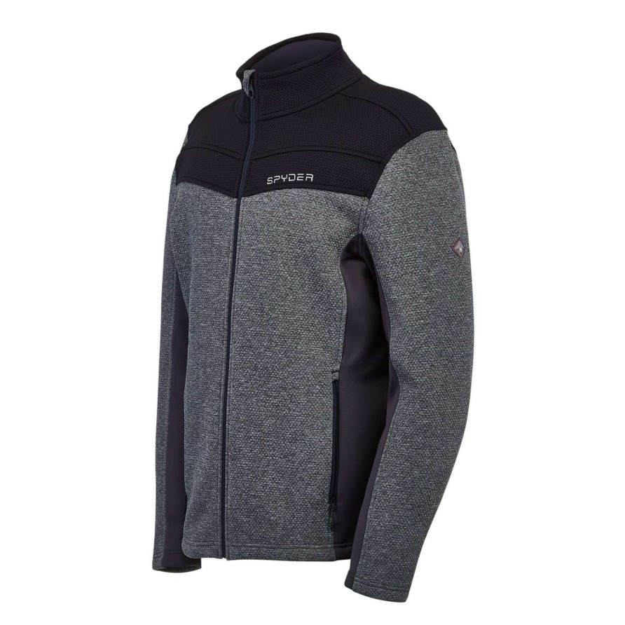 Men * | Spyder Men'S Encore Full Zip Fleece Jacket Top Selling Black Ebony