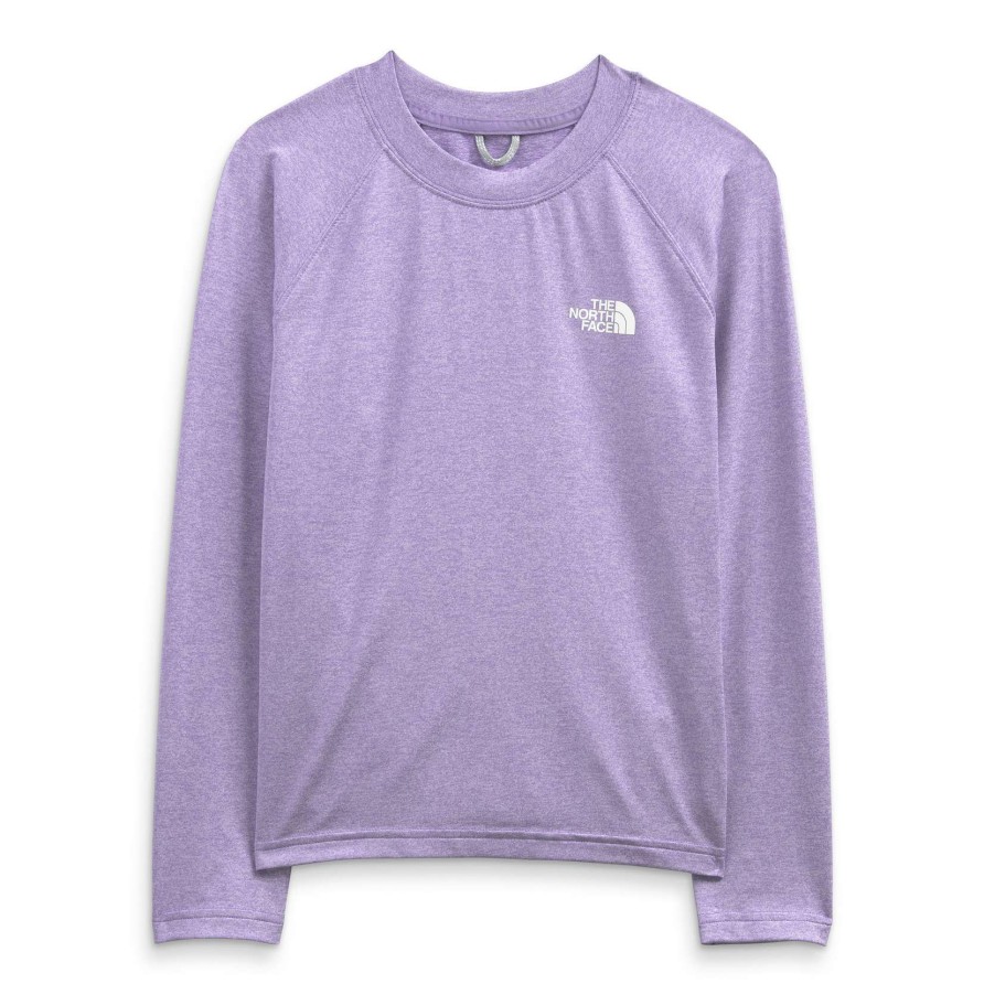 Kids * | The North Face Girls Amphibious Long Sleeve Sun Tee Gift Selection Paisley Purple Heather