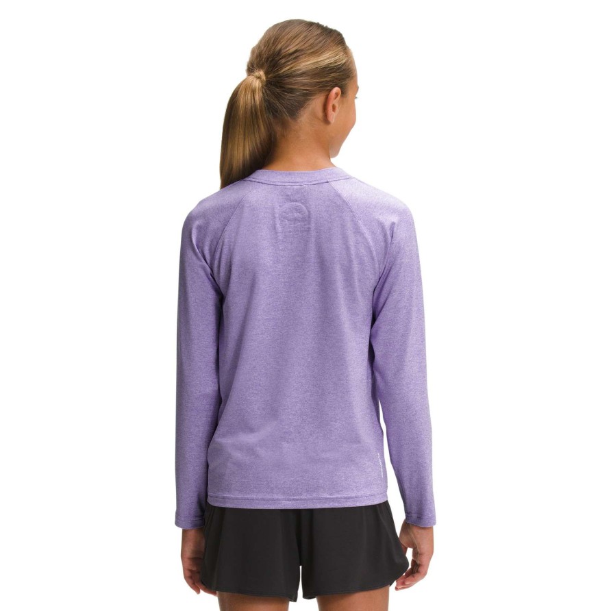 Kids * | The North Face Girls Amphibious Long Sleeve Sun Tee Gift Selection Paisley Purple Heather